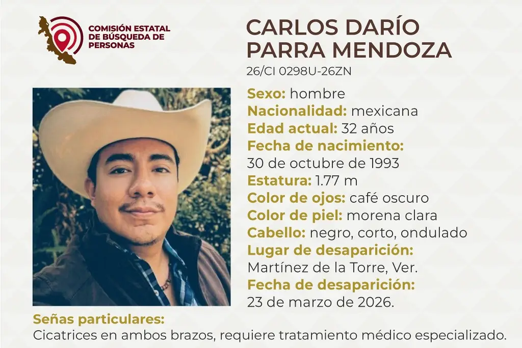 Imagen Desaparece hombre al norte de Veracruz; estas son sus características 