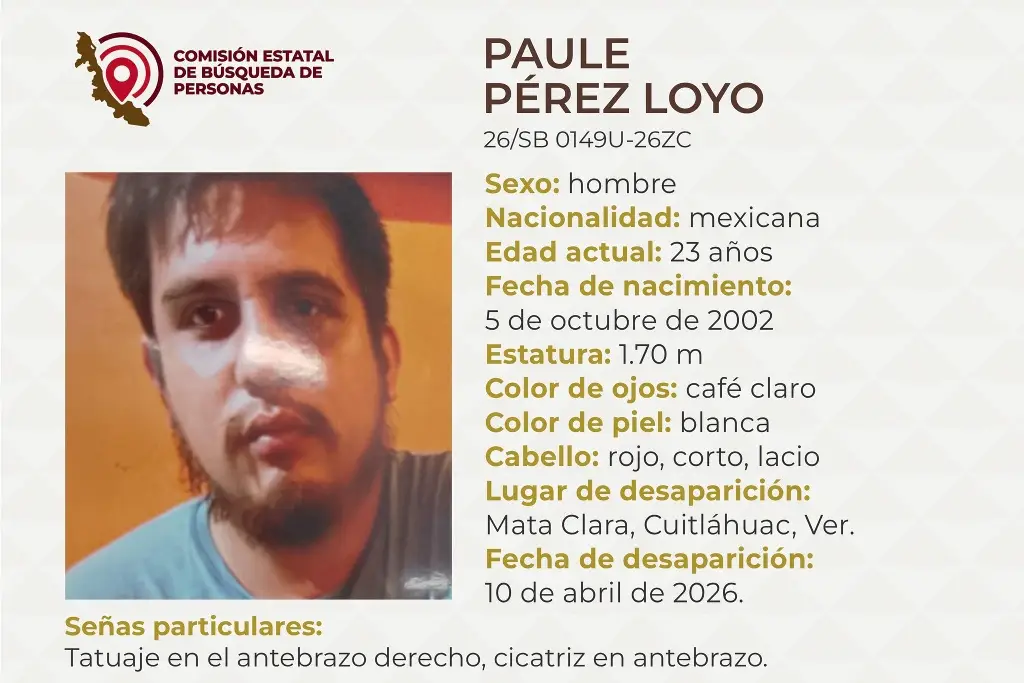 Imagen Joven desaparece en Cuitláhuac, Veracruz; estas son sus características 