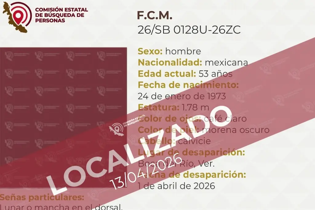 Imagen Localizan a hombre reportado como desaparecido en Boca del Río, Veracruz