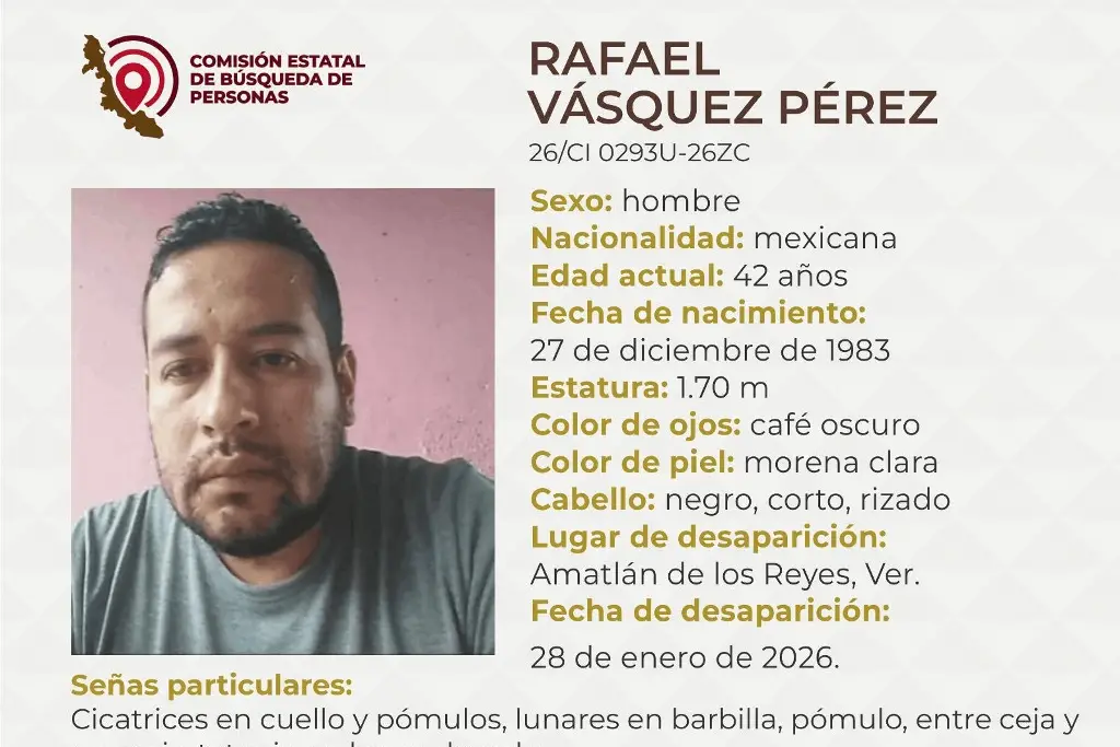 Imagen Él es Rafael, tiene 42 años y desapareció en Amatlán, Veracruz 
