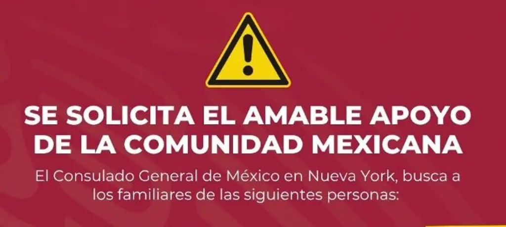 Imagen Consulado de México en Nueva York busca a familia de veracruzano; estos ya fueron localizados