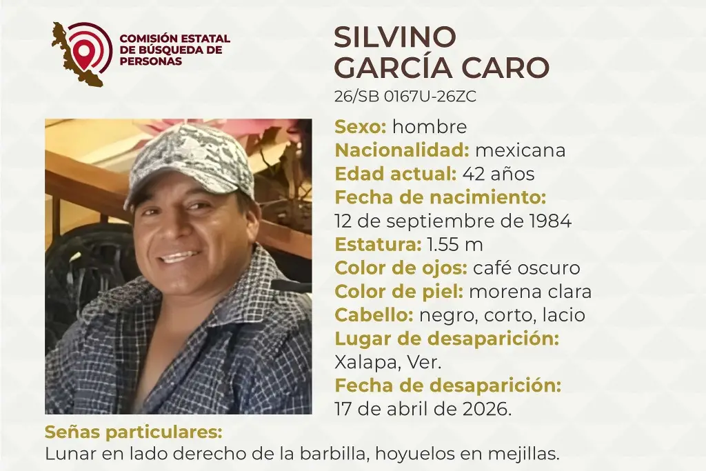 Imagen Piden apoyo para localizar a hombre desaparecido en Xalapa, Veracruz 