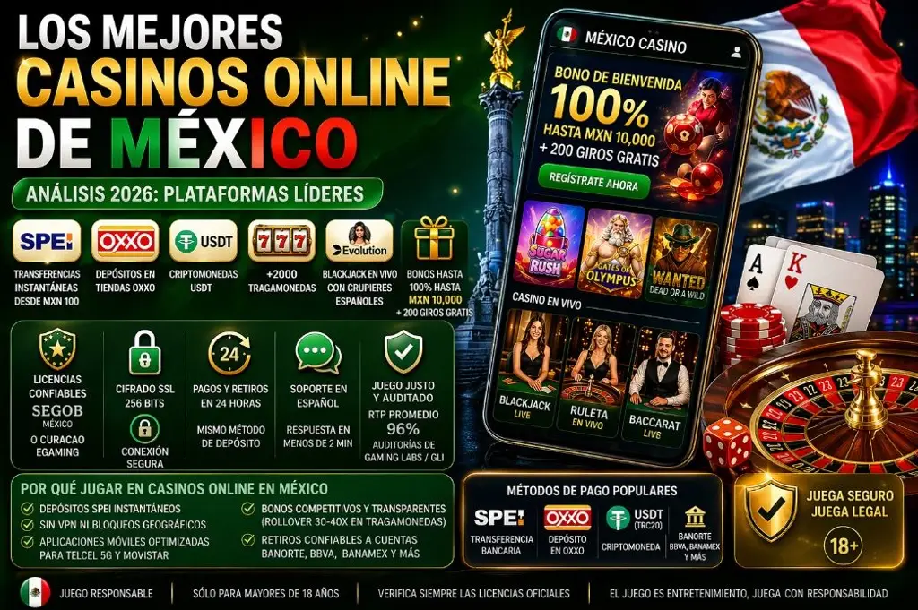 Imagen Los mejores casinos online de México (Análisis 2026): Plataformas líderes