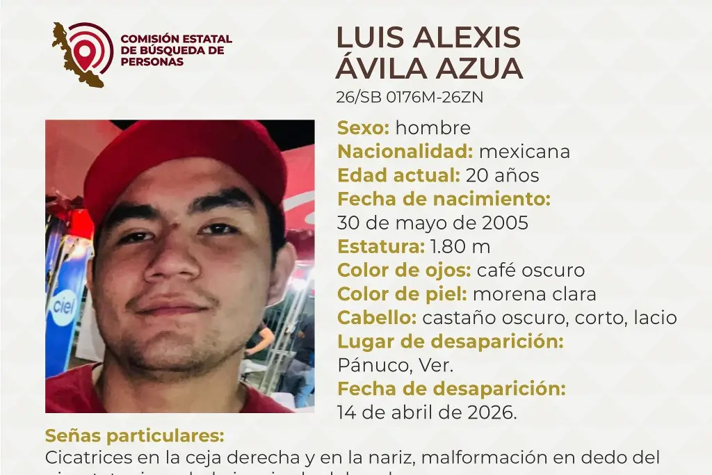 Imagen Piden apoyo para localizar a joven desaparecido al norte de Veracruz 