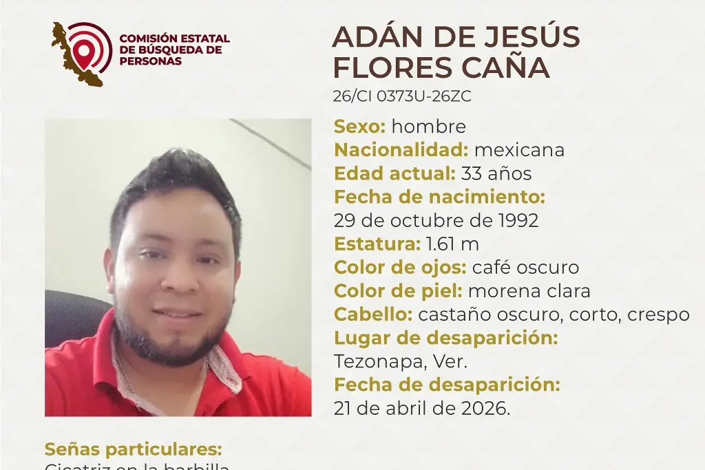 Imagen Él es Adán de Jesús, tiene 33 años y desapareció en Tezonapa, Veracruz
