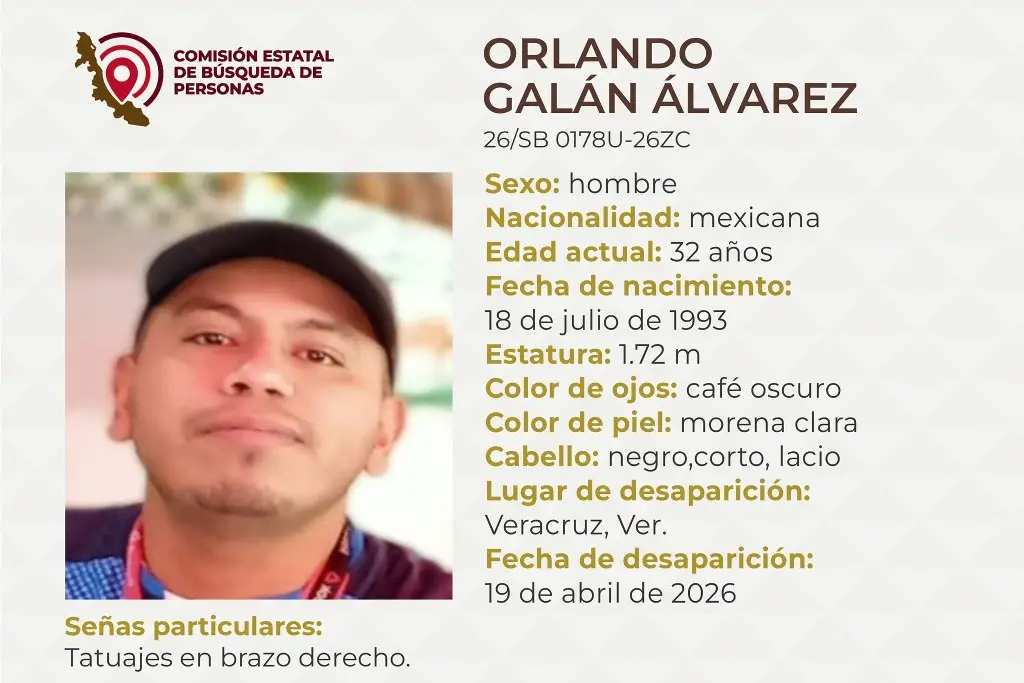 Imagen Desaparece hombre en el puerto de Veracruz; estas son su características 