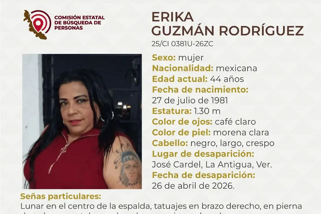 Imagen Desaparece mujer en La Antigua, Veracruz; estas son sus características 