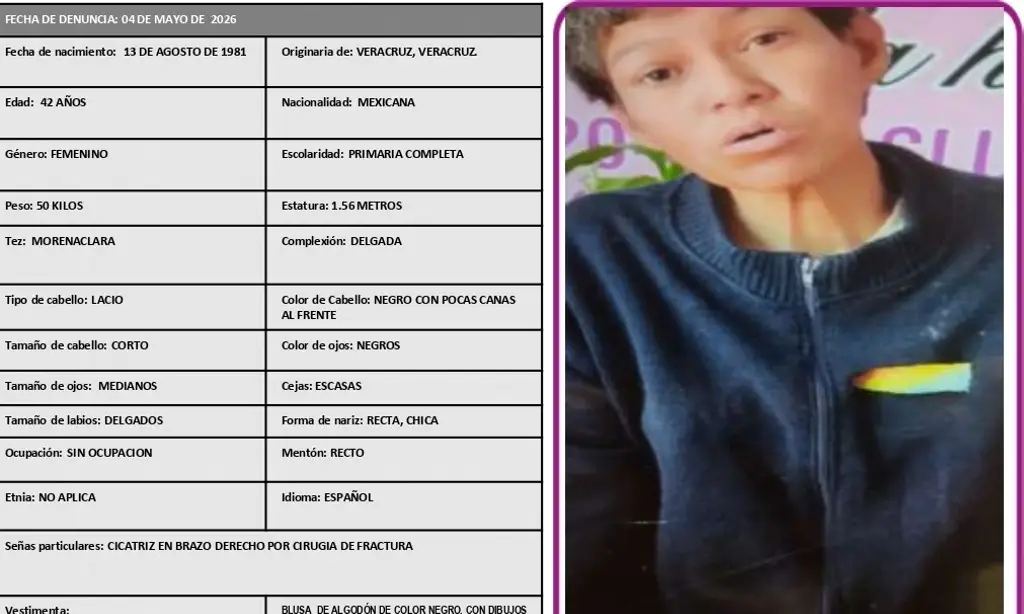 Imagen Buscan a mujer de 42 años desaparecida en Veracruz