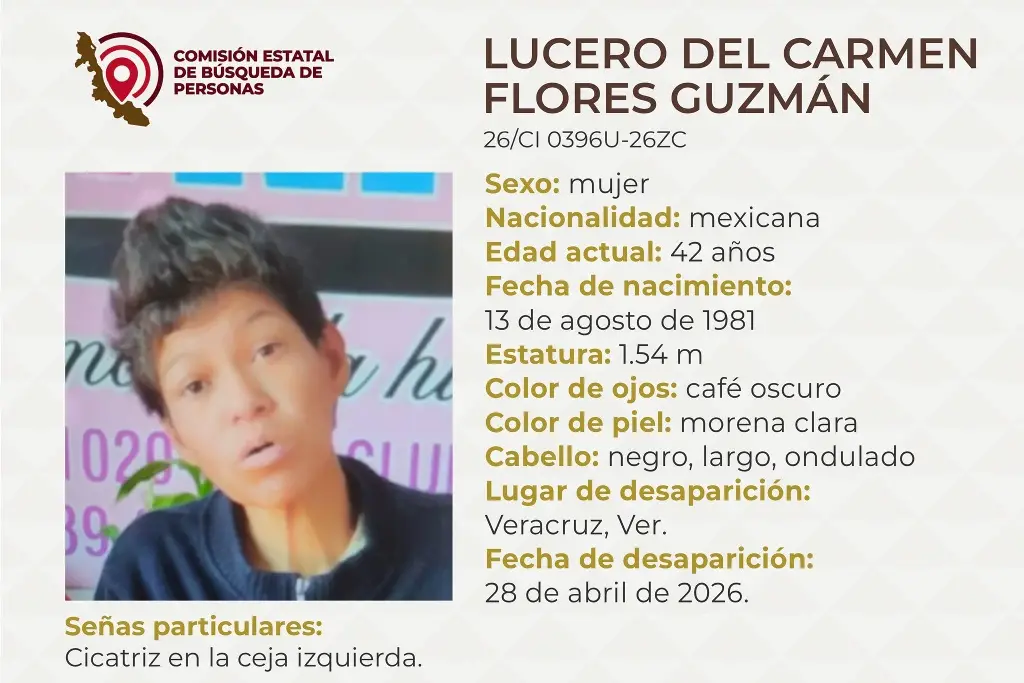 Imagen Piden apoyo para localizar a mujer desaparecida en el puerto de Veracruz 