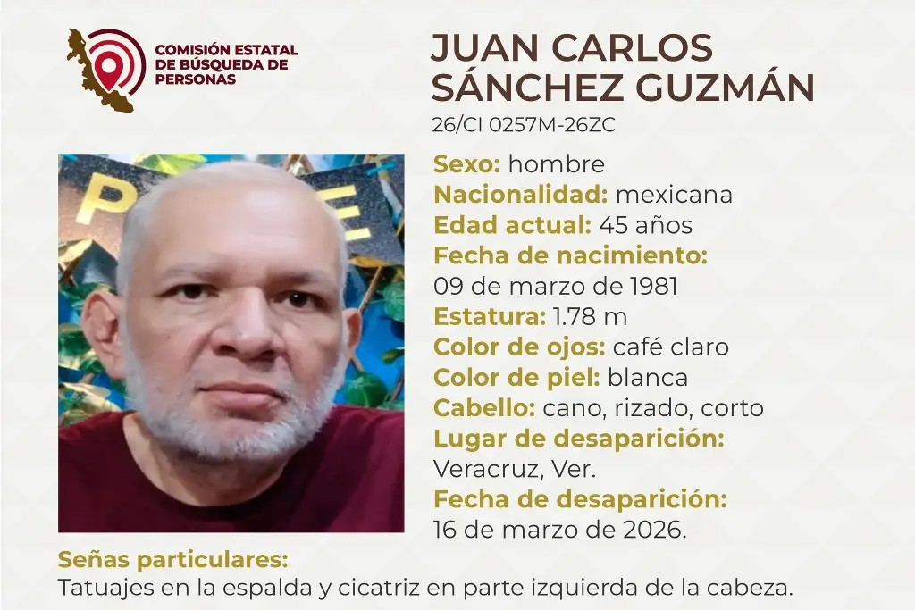 Imagen Él es Juan Carlos y desapareció en la ciudad de Veracruz