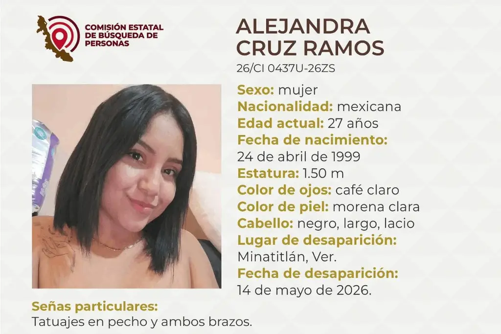 Imagen Piden apoyo para localizar a joven desaparecida al sur de Veracruz 