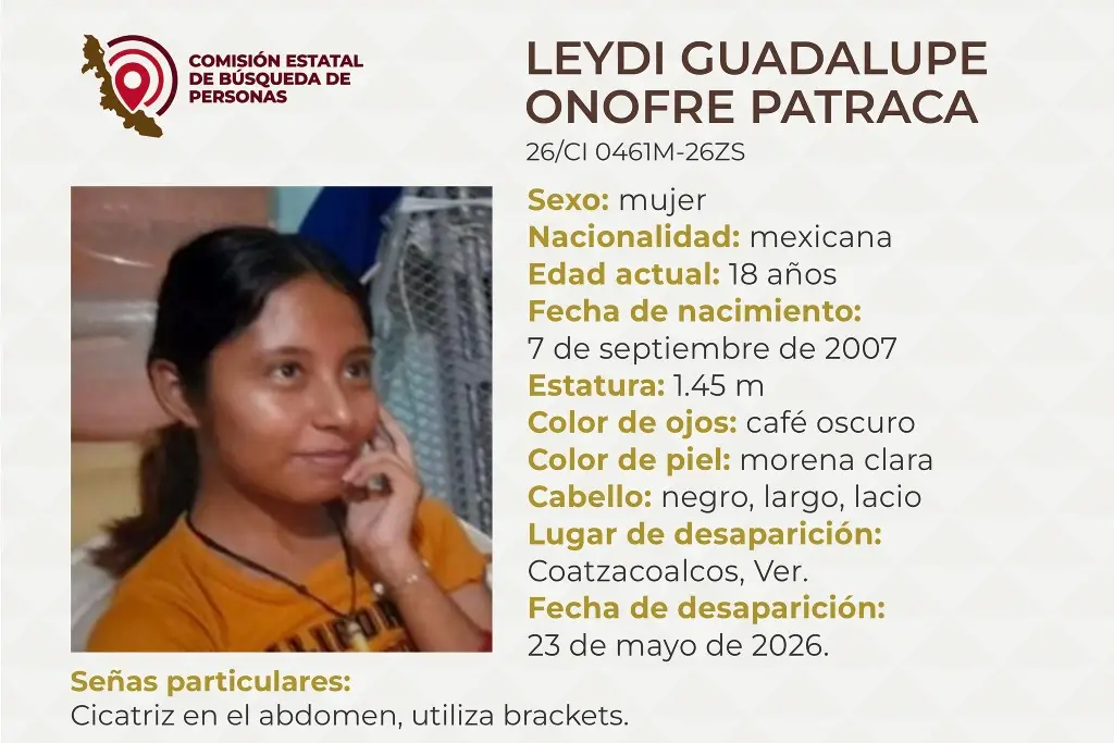 Imagen Desaparece joven mujer al sur de Veracruz; aquí sus características 