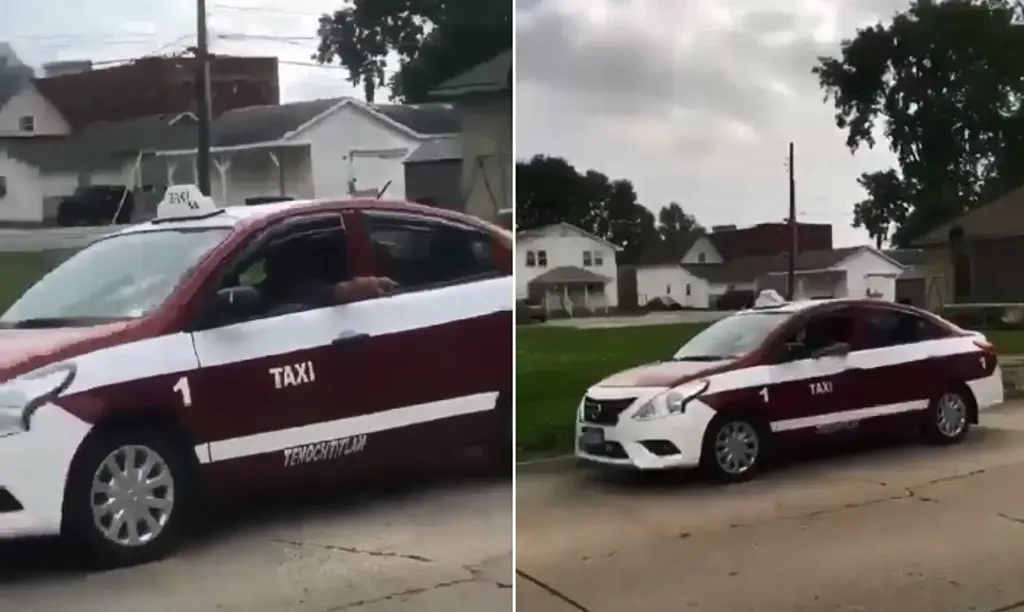 Imagen ¿Cómo llegó? Captan taxi de municipio jarocho en suburbio de Estados Unidos
