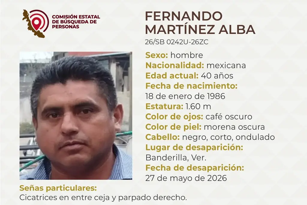 Imagen Desaparece hombre en Banderilla, Veracruz; aquí sus características 