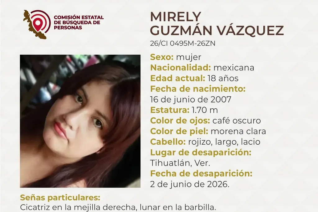 Imagen Joven mujer desaparece al norte de Veracruz; aquí sus características 