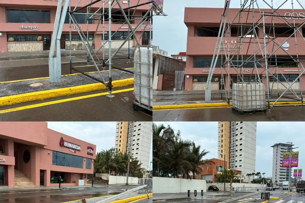 Imagen Postes de luminarias colapsan en el bulevar Vicente Fox, en Boca del Río