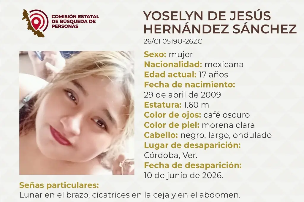 Imagen Desaparece menor de edad en Córdoba, Veracruz; estas son sus características