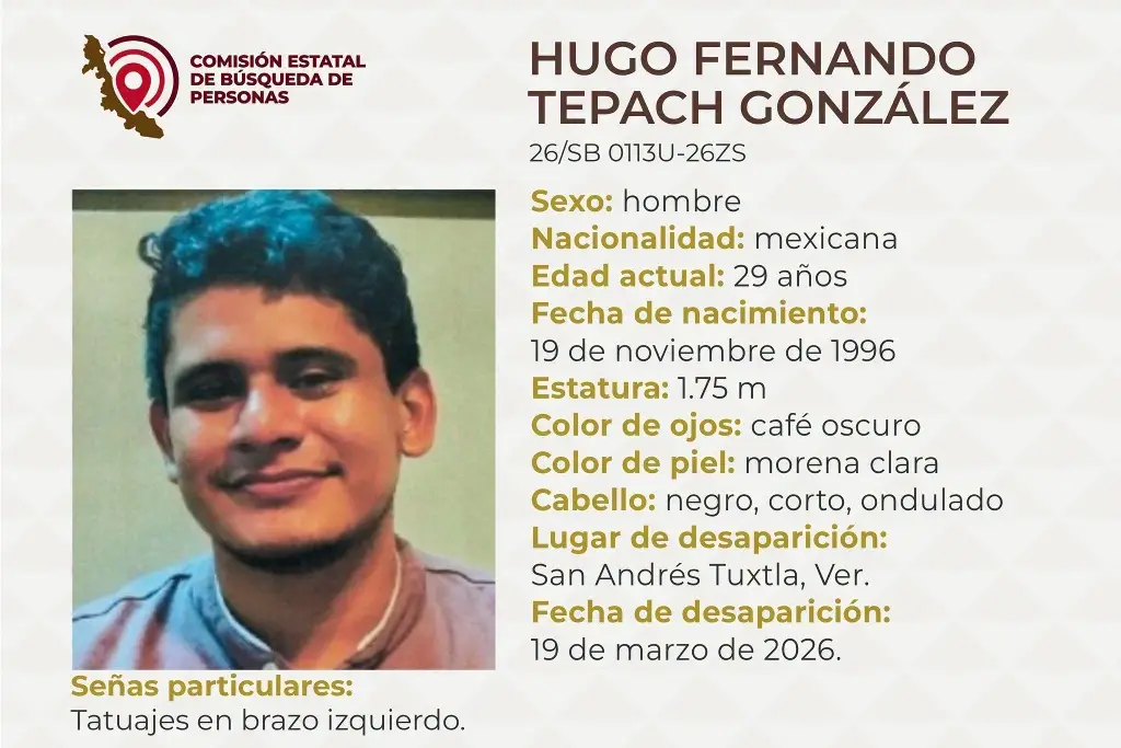Imagen Desaparece joven al sur de Veracruz; estas son sus características 