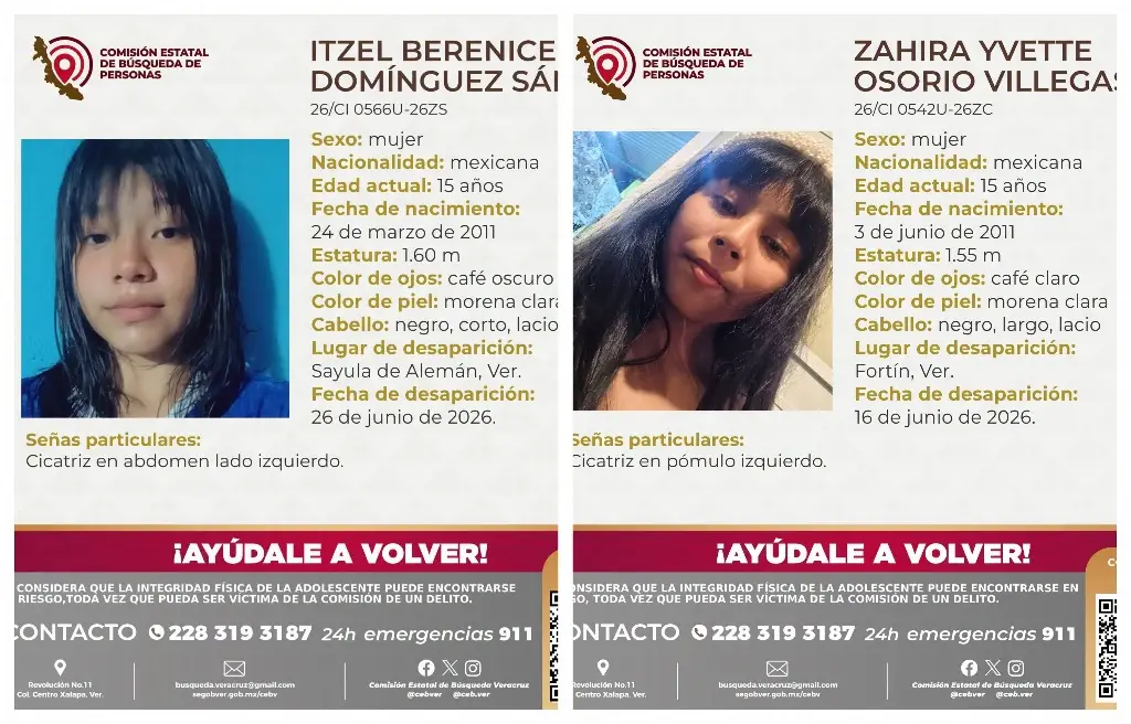 Imagen ¿Las has visto? Buscan a quinceañeras desaparecidas en Veracruz