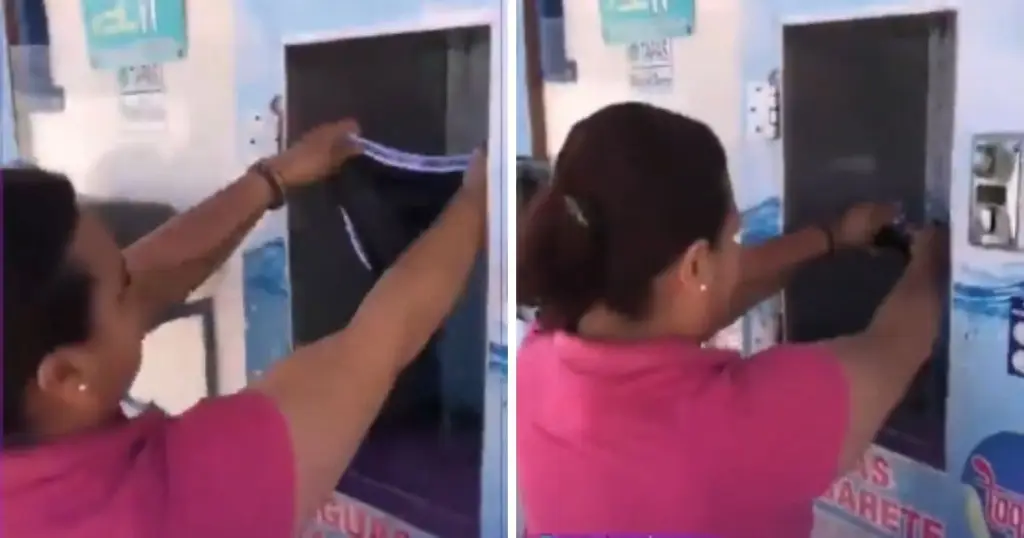 Imagen VIRAL: Mujer es captada lavando ropa interior en purificadora de agua de Durango