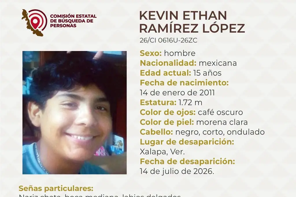 Imagen Menor de edad desaparece en Xalapa, Veracruz; estas son sus características 