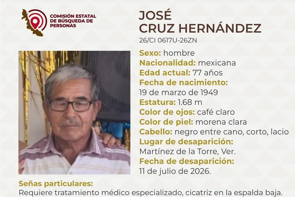 Imagen Hombre de la tercera edad desaparece al norte de Veracruz 