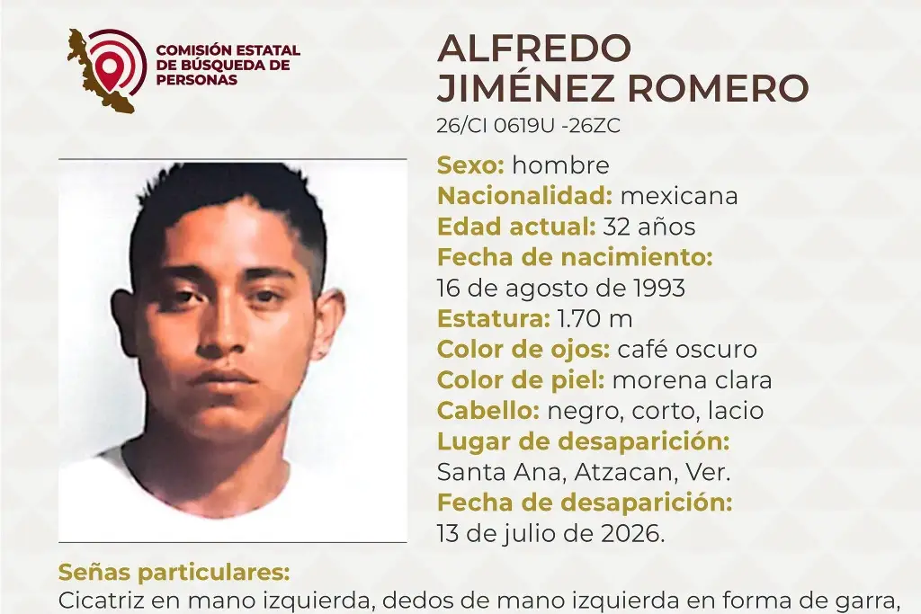 Imagen Desaparece joven en Atzacan, Veracruz; estas son sus características 