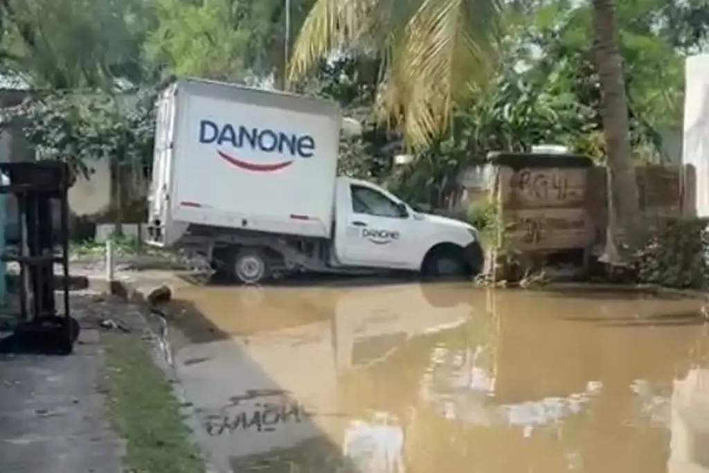 Imagen 'Al agua pato': Camioneta se va a zanja en Veracruz, tome precauciones