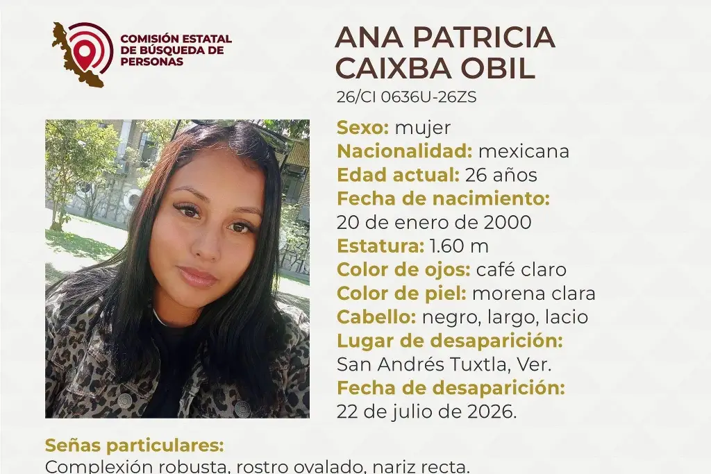 Imagen Joven mujer desaparece al sur de Veracruz; estas son sus características 