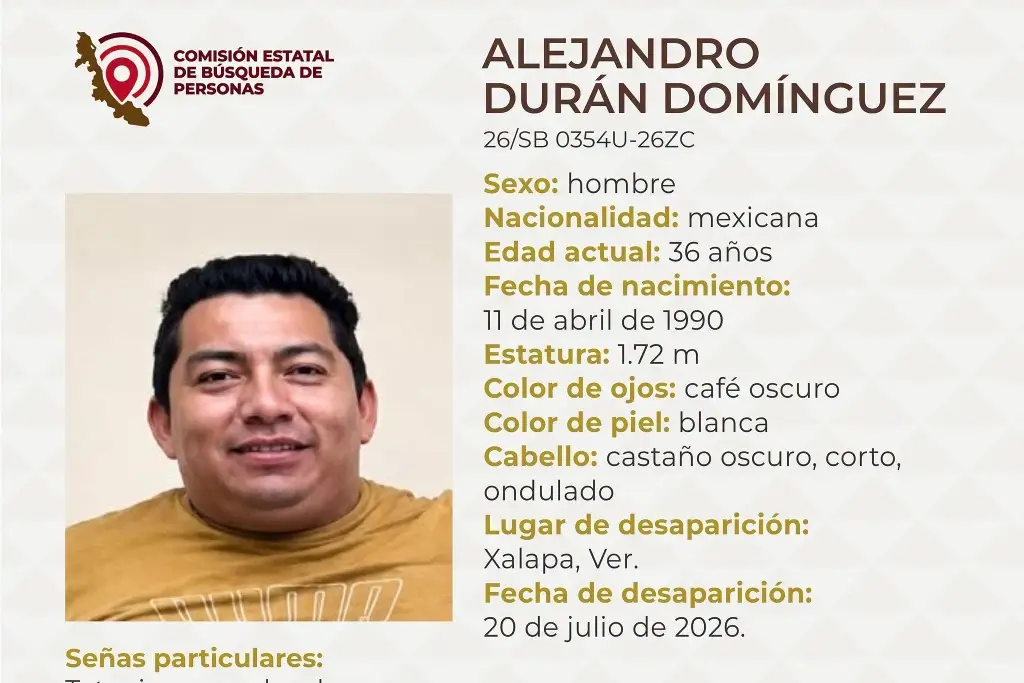 Imagen Desaparece hombre en Xalapa, Veracruz; estas son sus características 