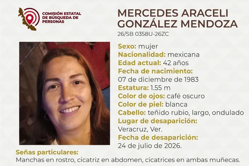 Imagen Ella es Mercedes, tiene 42 años y desapareció en la ciudad de Veracruz 