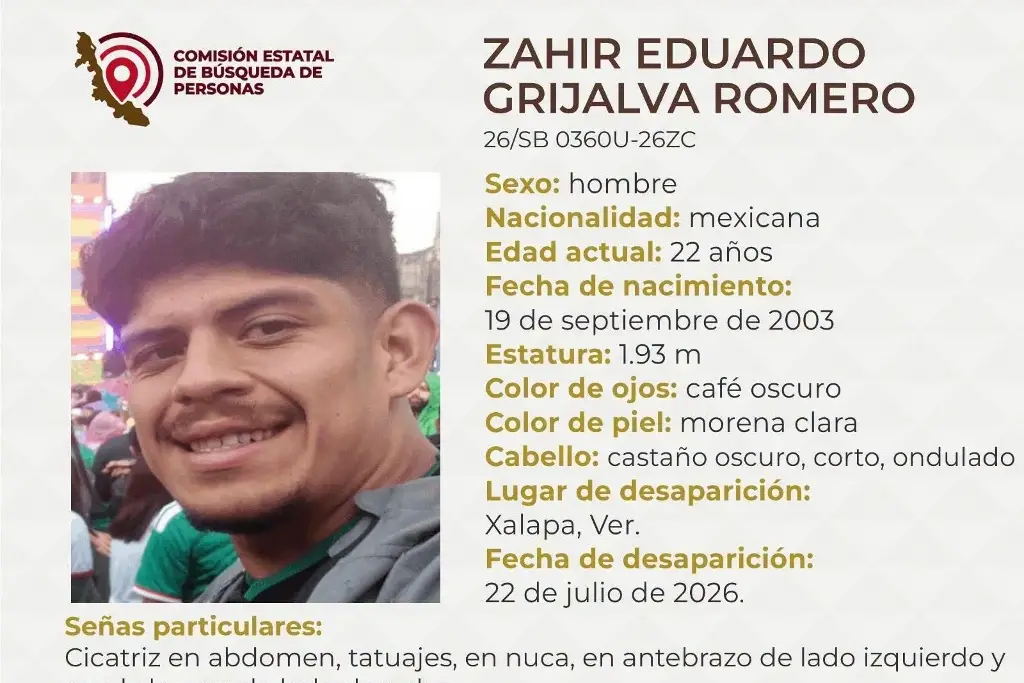 Imagen Joven desaparece en Xalapa, Veracruz; mide casi 2 metros 