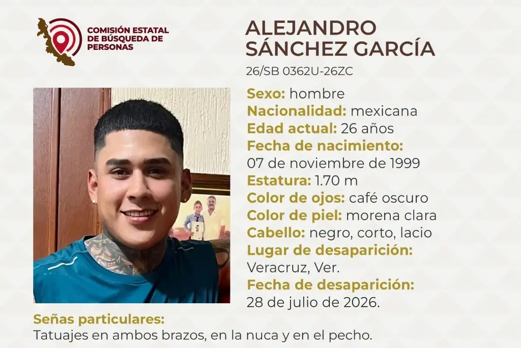Imagen Piden apoyo para localizar a joven desaparecido en el puerto de Veracruz