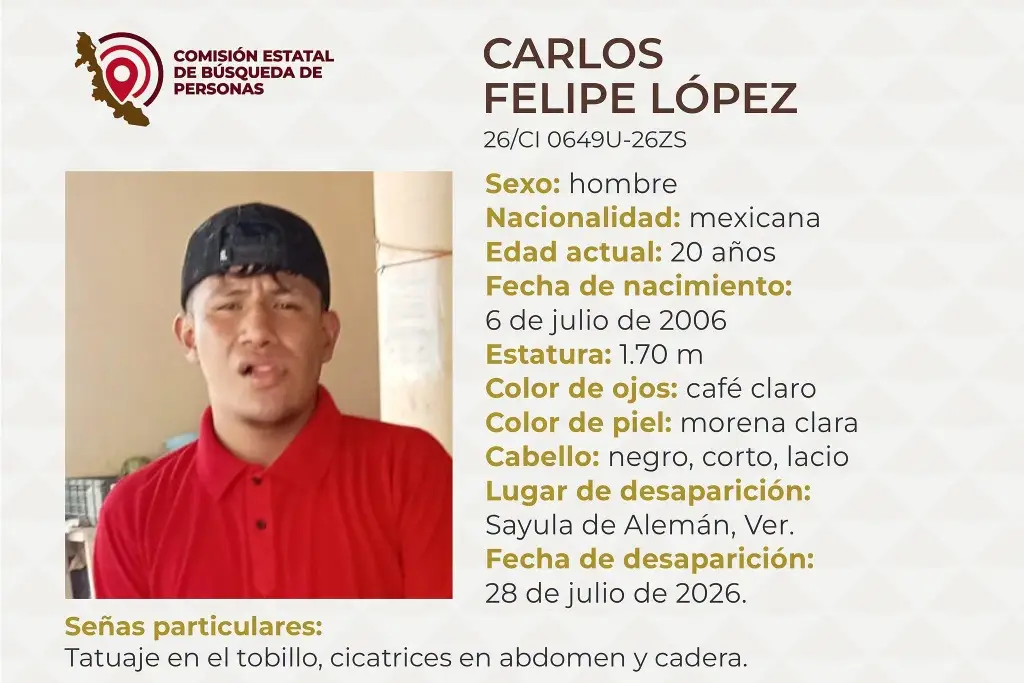 Imagen Joven desaparece al sur de Veracruz; estas son sus características 