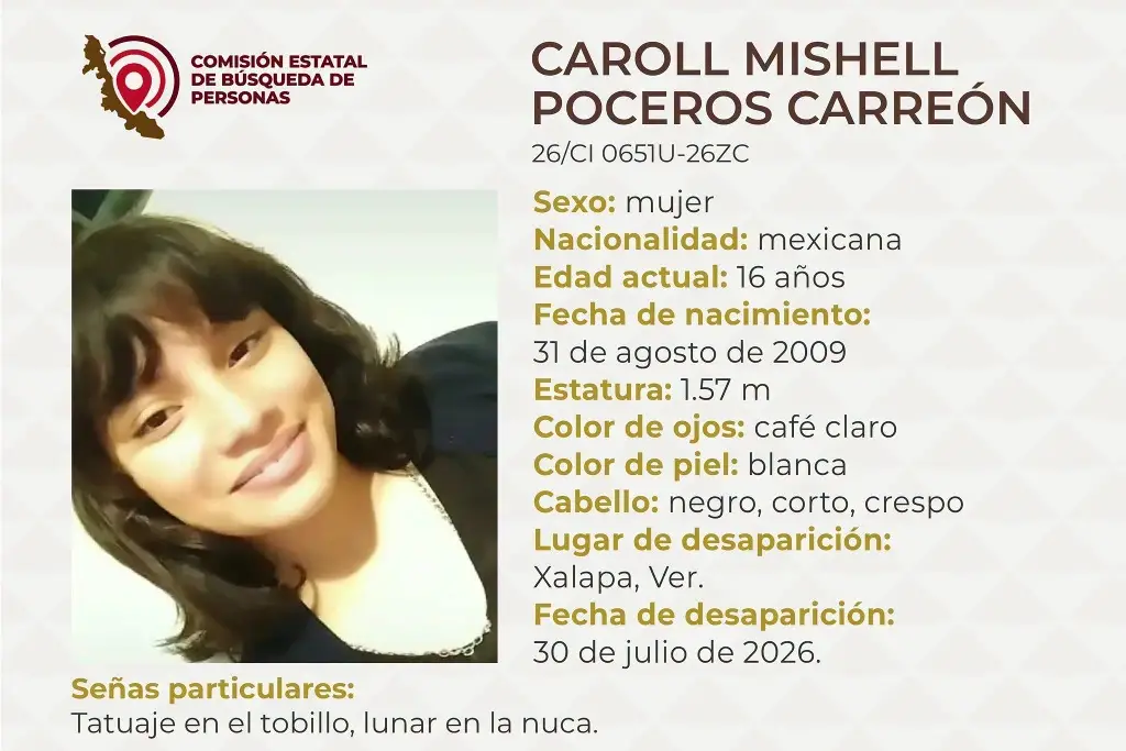 Imagen Menor de edad desaparece en Xalapa, Veracruz; estas son sus características 