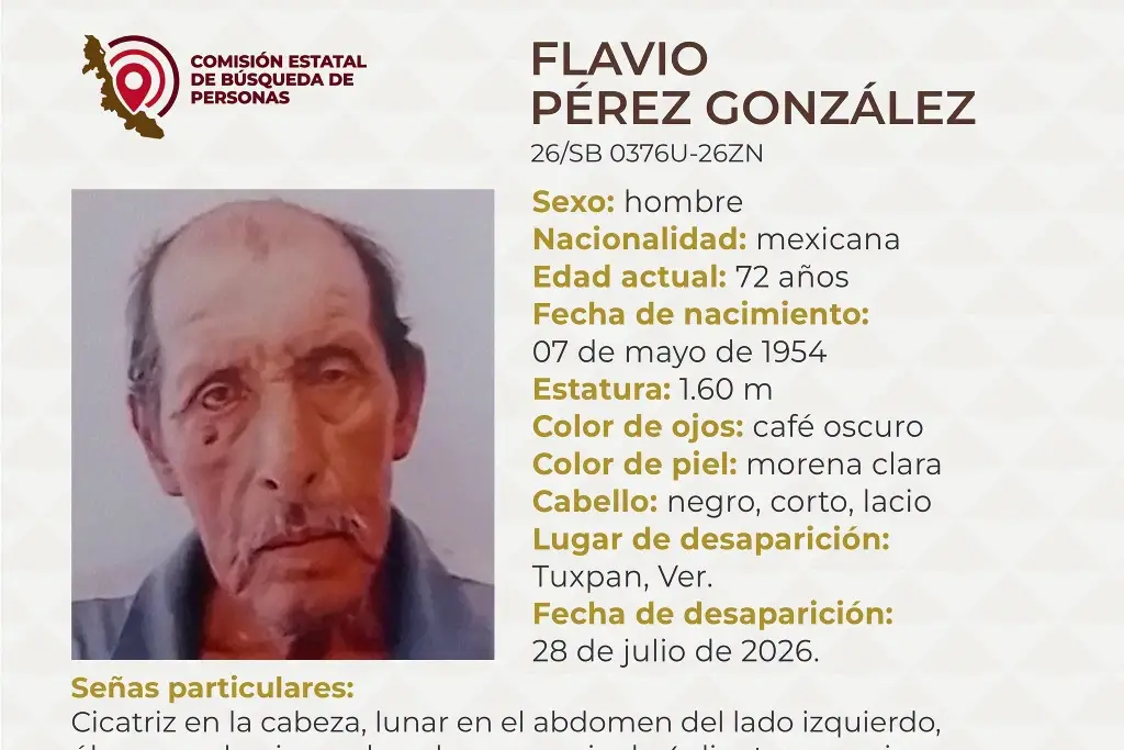 Imagen Hombre de la tercera edad desaparece al norte de Veracruz 