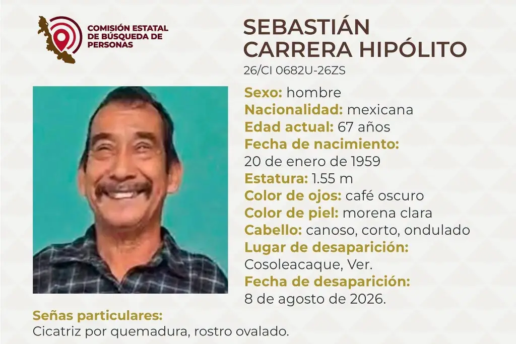 Imagen Hombre de la tercera edad desaparece al sur de Veracruz 