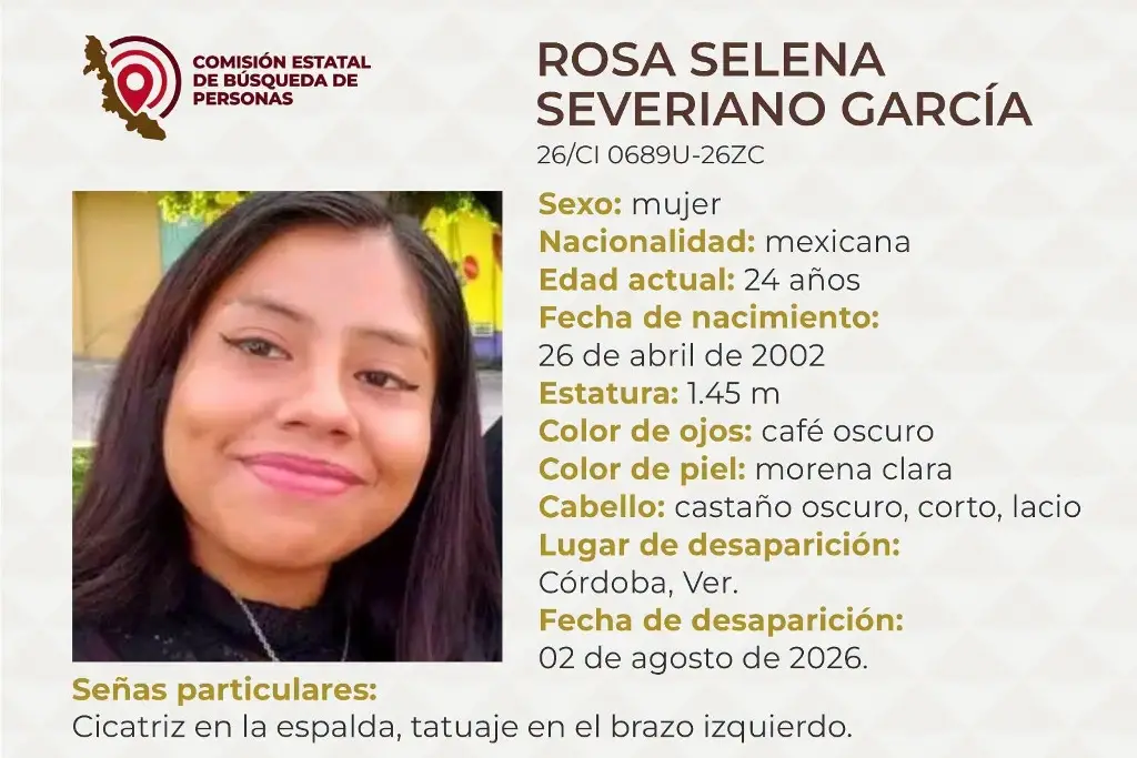 Imagen Joven mujer desaparece en Córdoba, Veracruz; estas son sus características