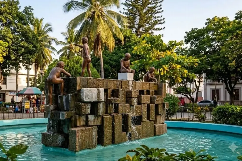 Imagen ¡Aparecieron! Hallan la emblemática fuente de 'Los niños miones' de Veracruz