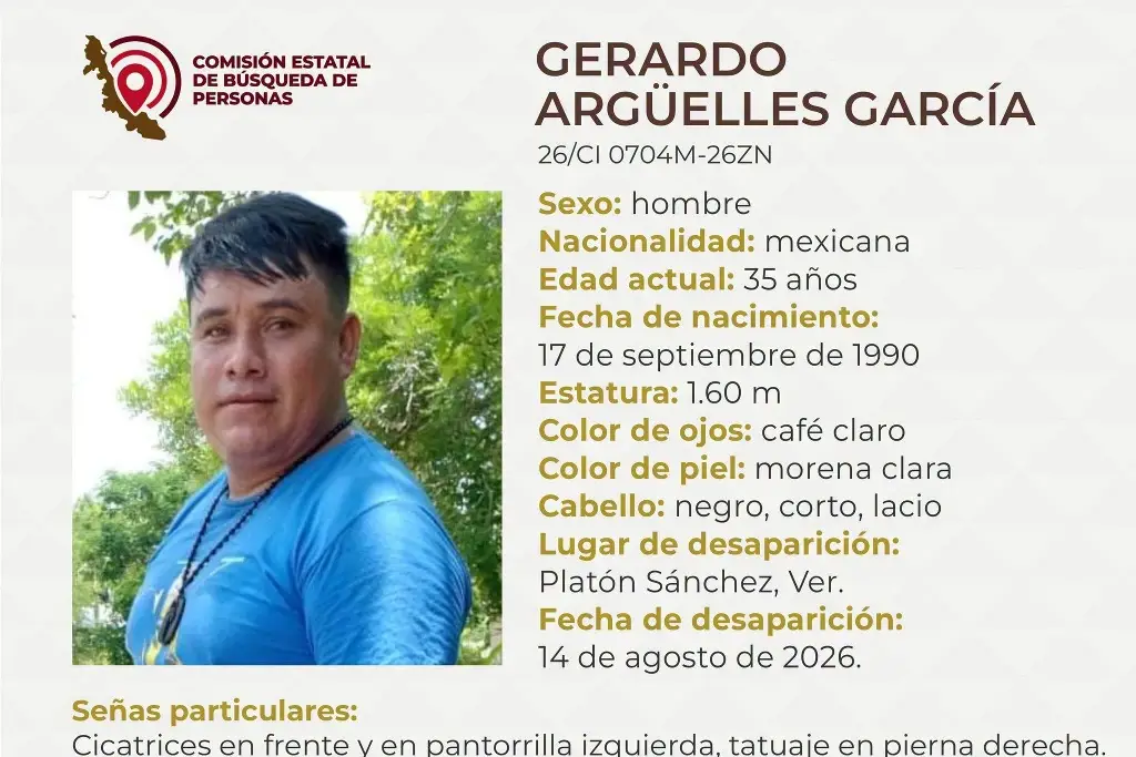 Imagen Él es Gerardo, tiene 35 años y desapareció al norte de Veracruz 