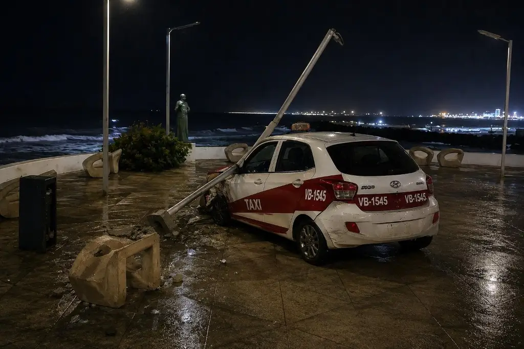 Imagen ¿Qué provocó que un taxi terminara en una plazoleta de Costa de Oro? Esto se sabe