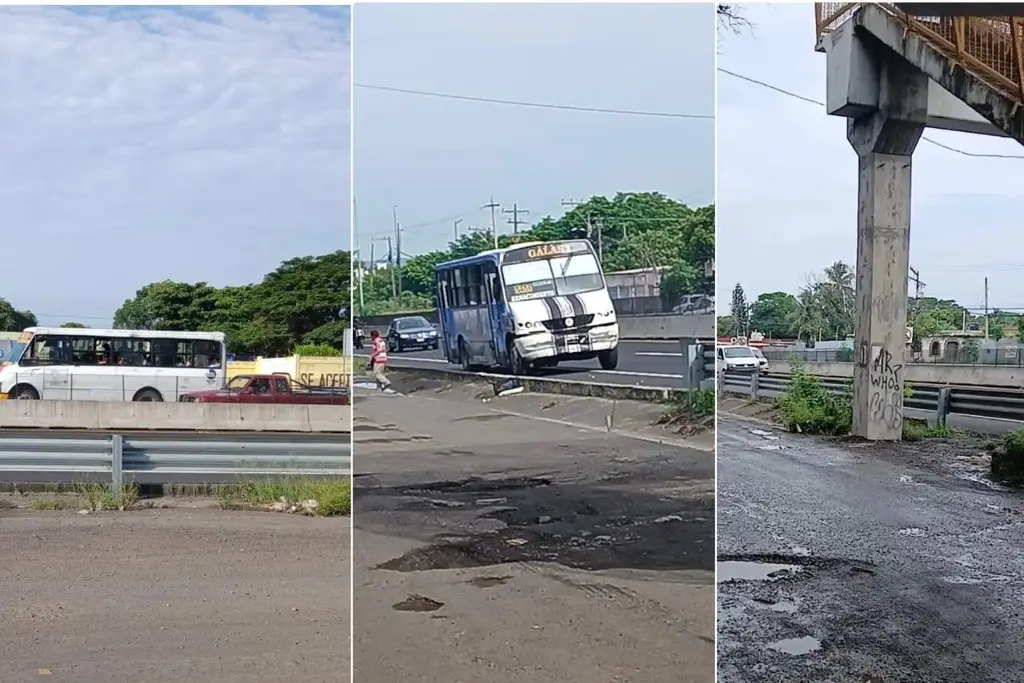 Imagen ¡Arriesgan la vida! Colonos de Veracruz caminan hasta la autopista para tomar un camión
