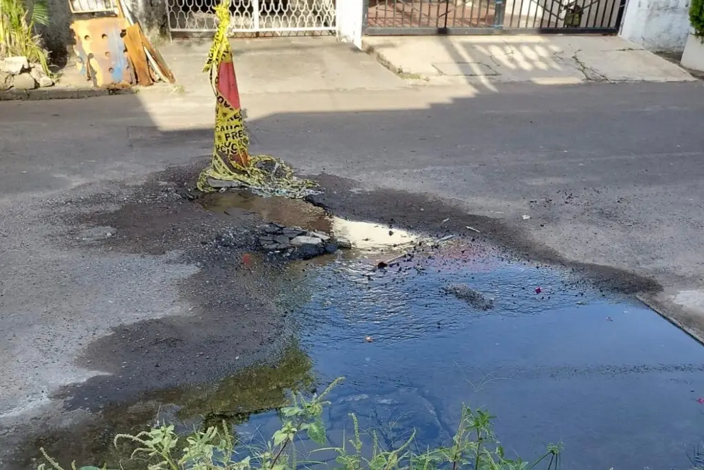 Imagen Una fuga está dejando sin agua a familias mientras miles de litros se desperdician En Veracruz 