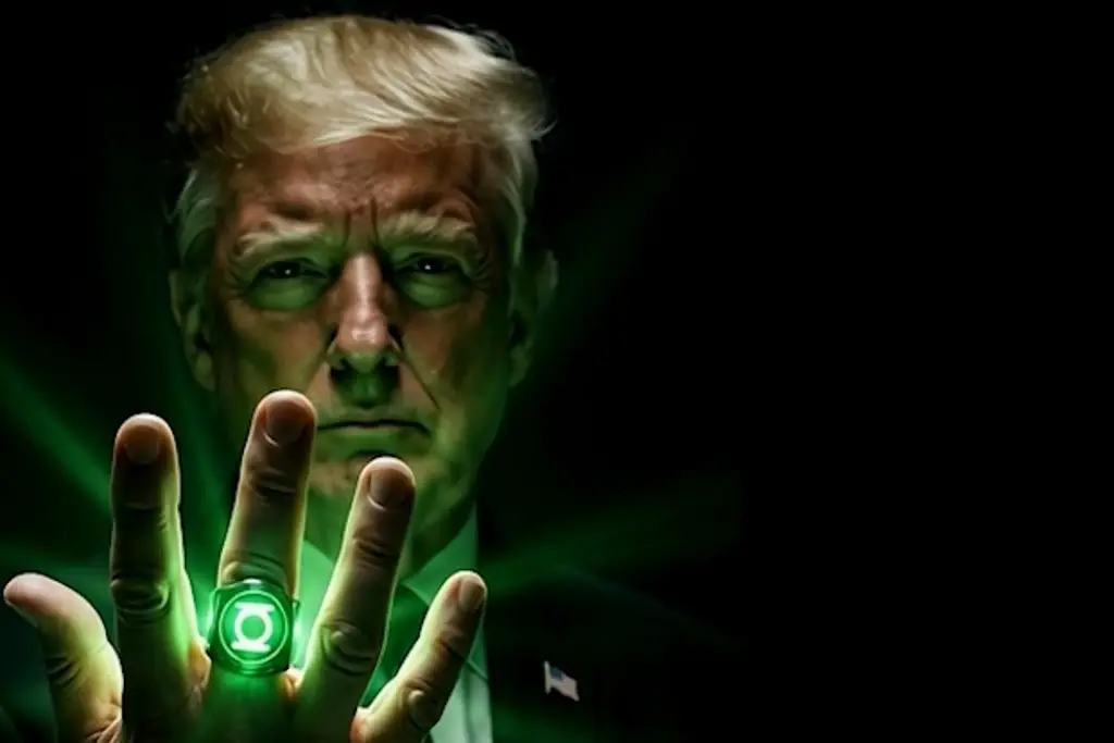 Imagen Trump aparece con un anillo verde y construye un muro en video difundido por la Casa Blanca