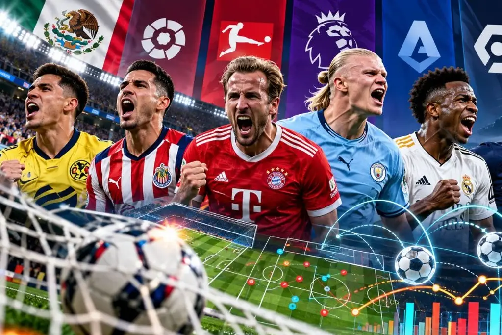 Imagen Más/menos 2.5 goles y goles esperados (xG): qué ligas tienen más goles, de la Liga MX a la Bundesliga, comparadas con estadística
