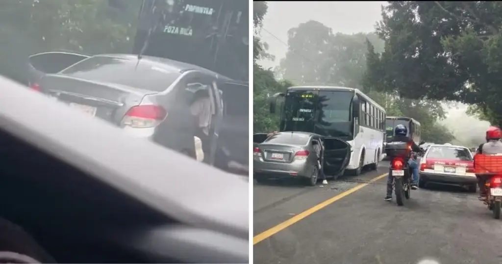 Imagen Choque entre auto y autobús deja cuatro estudiantes lesionados en carretera de Veracruz