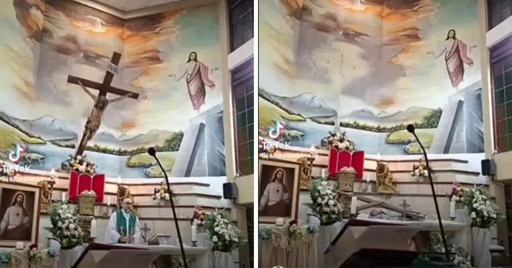 Imagen Muere sacerdote al caerle una cruz durante misa; quedó grabado en vivo