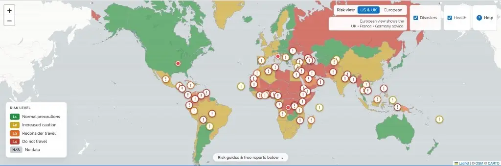 Imagen Sicuro Group lanza un mapa gratuito de riesgo de viaje en vivo que abarca más de 240 países y territorios