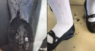 Imagen Se le derrite el zapato por el intenso calor (+Video)