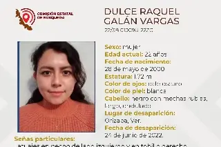 Imagen Desaparece joven mujer en Orizaba, Veracruz 